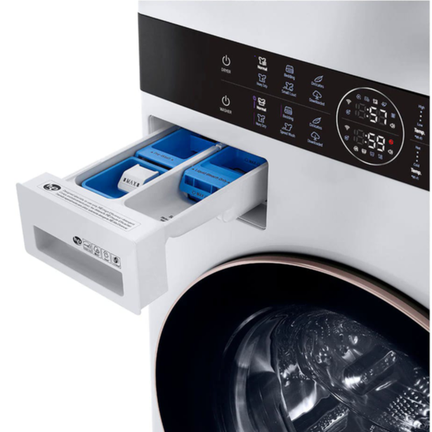 LG - 5.2 cu. ft. Washer and 7.4 cu. ft. Electric Dryer WashTower in White - WKE100HWA